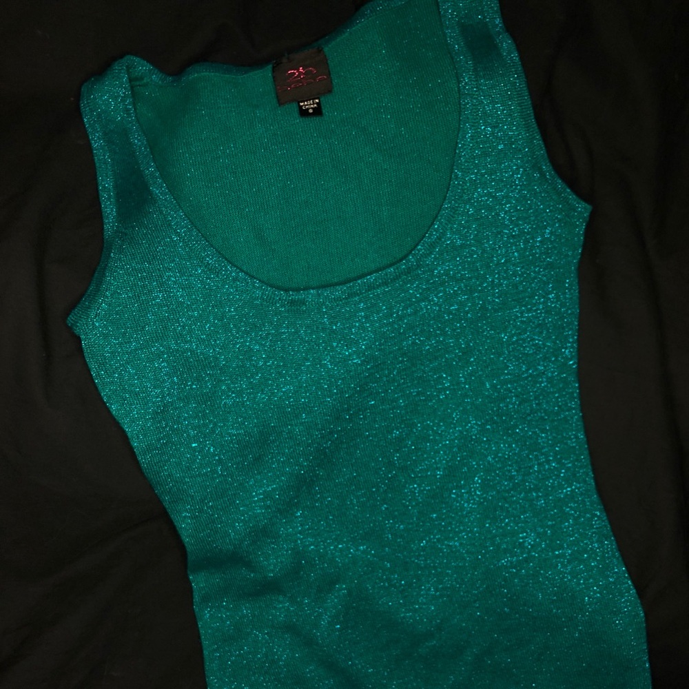 Bebe top metallic teal SM
